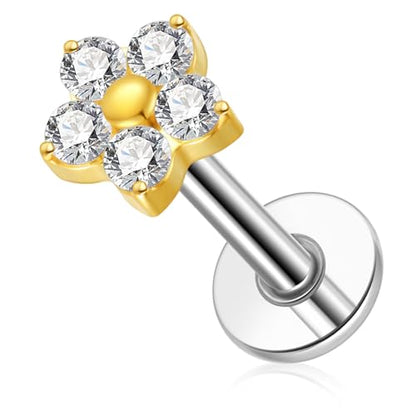 G23 Titanium Flat Back Earrings Studs 20g 18g 16g F136 Titanium Labrets Press Fit Threadless Push In Dainty Cartilage Helix Conch Lobe Lip Tragus Piercing Jewelry Push Back - style: 18G Style J