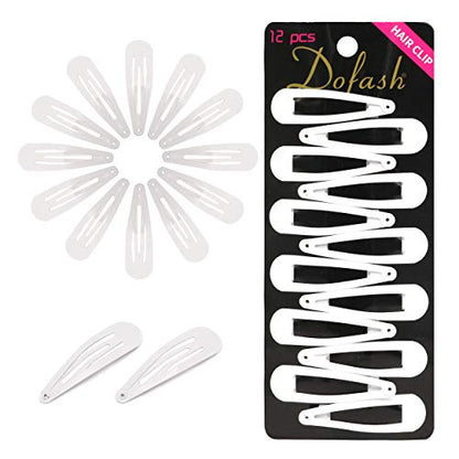 Dofash 2IN/5CM Small White Snap Hair Clips Metal Hair Barrettes Hair Grips Hair Accessories Hair White Hair Clips For Women Thin Hair - 36Count (Snow White 3 Sets) | Basic Hair Clip, Strong Hold, Non-Slip, Daily Styling, Comfortable Grip, For All Hair Typ