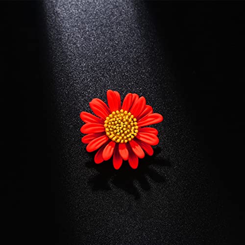 Multicolor Cute Daisy Flower Brooch Pins, Plant Sunflower Suit Lapel Pin,Pink Yellow White Sun Flower Dress Neckline Pin Enamel Charm Daisy Coat Collar Brooch for Women Girls Men Jewelry Gifts - color: D red