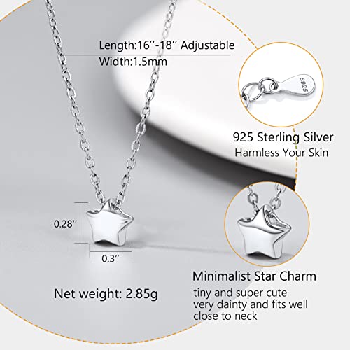 PROSILVER 925 Sterling Silver Necklace for Women Dainty Pendant Necklace | Hypoallergenic 925 Sterling Silver, Cute Small Pendant, Star/Heart/Moon/Triangle/Bar/Round Necklace Silver with Gift Box - color: 01 Sliver, style: 01 Star