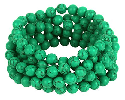 Firstmeet Fashion Beads Rope Knot Long Beaded Necklace Versatile 60" Strand Costume Jewelry for Women - color: Green Tur