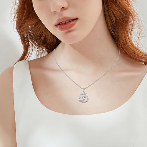 Heart Animal Necklace 925 Sterling Silver Cute Animal Pendant Jewelry Birthday Gifts for Women Girlfriend Mom Animal Lovers - style: Giraffe
