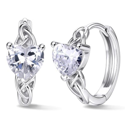 Bestyle 925 Sterling Silver Huggie Hoop Earrings Small Birthstone Hoop Earrings for Women Hypoallergenic Silver Huggie Earring,Great Birthday Earrings Gift for Daughter Wife Mom - color: 04-White Diamond-Hoop