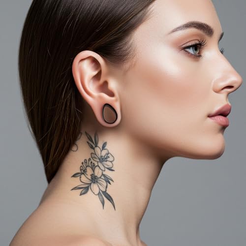 Gauges Ears Plugs and Tunnels Double Flared Earrings Upgrade Tear Drop Piercing 1 Pair Gift Packing Stretchers 0g to 1 Inch. - color: ST063H, size: 1"(25mm)