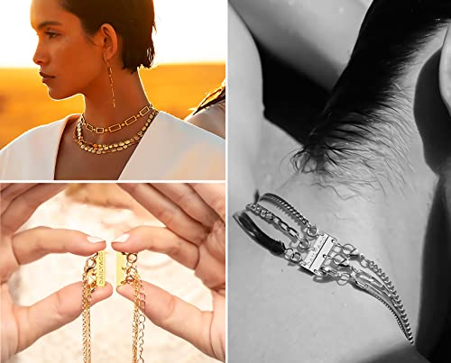 Dailyacc Layering Magnetic Necklace Clasp,18 K Gold and Silver Separator for Stackable Necklaces - color: 1PCS - 2 Silver