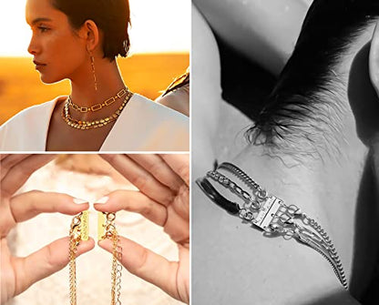 Dailyacc Layering Magnetic Necklace Clasp,18 K Gold and Silver Separator for Stackable Necklaces - color: 1PCS - 2 Silver