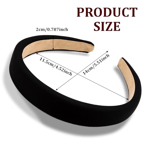 Headbands for Women Non Slip Thick Padded Black White Pink Brown Headband Cute Fabric Sofa Headbands for Girls Wide Head Bands for Women's Hair Summer Short Hair Accessories for Girls 4PCS