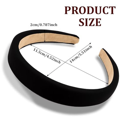 Headbands for Women Non Slip Thick Padded Black White Pink Brown Headband Cute Fabric Sofa Headbands for Girls Wide Head Bands for Women's Hair Summer Short Hair Accessories for Girls 4PCS