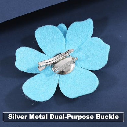 3.74 Inches Rhinestone Camellia Flower Brooch Pins & Hair Clips for Women Elegant Created Crystal Lapel Pin Brooches Wedding Party - color: Blue