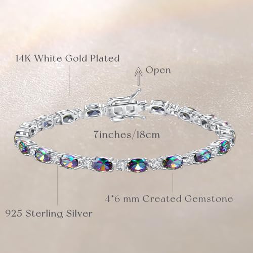 FANCIME Glamour Radiance Sterling Silver Birthstone Tennis Bracelets 7" | Charm Fine Jewelry Birthday Gifts for Women - color: Alexandrite