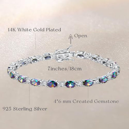 FANCIME Glamour Radiance Sterling Silver Birthstone Tennis Bracelets 7" | Charm Fine Jewelry Birthday Gifts for Women - color: Alexandrite