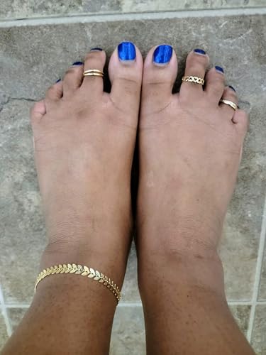 3pcs Silver Gold Toe Rings for Women Gold Toe Ring Silver Toe Rings non Tarnish Adjustable Womens Toe Rings Big Toe Jewelry Simple Tail Ring Stackable Rings - style: B2-heart basic moon-gold