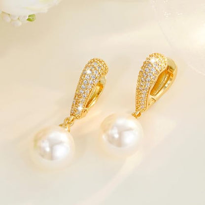Fashion Fresh Drop Earrings with Imitation Pearl Female Stylish Jewelry - color: Gold Color