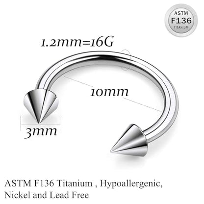 Ruifan 20G 18G 16G 14G 12G Horseshoe Nose Ring Titanium Septum Rings Piercing Jewelry Cartilage Conch Helix Rook Lip Tragus Earring Hoop Eyebrow Retainer For Women Men 6mm 8mm 10mm 12mm 14mm 16mm 19mm - size: Spike: 16G - 10MM