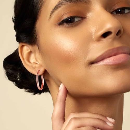 3mm Wide Large Hoop Earrings for Women Hypoallergenic 925 Sterling Silver Post Gold Earrings Lightweight Silver Hoop Earrings Oversize Big Gold Hoops 30/40/50/60MM - color: Rose Gold, size: 30mm