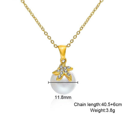 18K Gold Plated Pendant Necklaces - Dainty Minimalist, Waterproof, Non-Tarnish Fashion Jewelry for Women - style: Pearl Starfish pendent