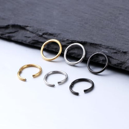 Nose Rings 20G 18G 16G 316L Surgical Steel Hinged Clicker Segment Nose Hoop Helix Cartilage Daith Tragus Sleeper Earrings Body Lip Piercing Jewelry for Women Men 6mm 7mm 8mm 10mm 12mm - style: 10:Silver+Gold-18G*6mm(4pcs)