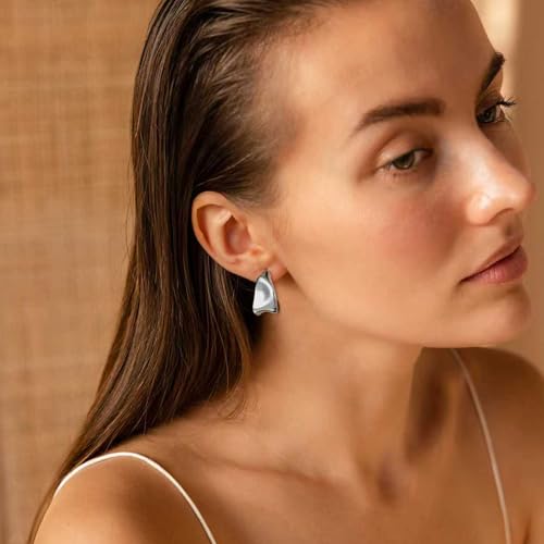 SHERLOVE Chunky Knot Gold Earrings Women Statement Drop Dangle Earrings | 14K Gold Plated Hypoallergenic Lightweight,Trendy Dainty Elegant Cute,Women Gold Jewelry Fashion Accessories Gifts - color: Stud Silver A