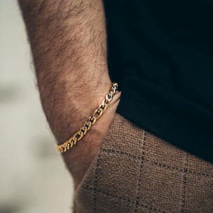 14K Gold Figaro Bracelet for Men Women 6mm/8mm, Non-Tarnish Lobster Clasp | Diamond-Cut Figaro Link Bracelet, 7.5/8/8.5in Gold Chain, Hypoallergenic, Trendy Dainty Jewelry Gift - size: 6mm Figaro Bracelet