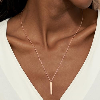 Bar Stylish Minimalist Design Pendant Necklaces for Women Bar Necklace Adjustable - color: rose gold tone