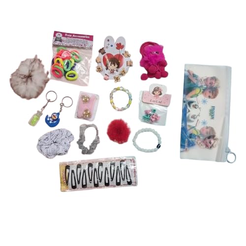 Accessories Combo Pack for Women | Cute Hair Clips, Scrunchies, Bracelets, Keychains & Pouch | Colorful Gift Set for Birthday & Daily Styling