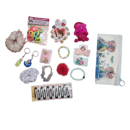 Accessories Combo Pack for Women | Cute Hair Clips, Scrunchies, Bracelets, Keychains & Pouch | Colorful Gift Set for Birthday & Daily Styling