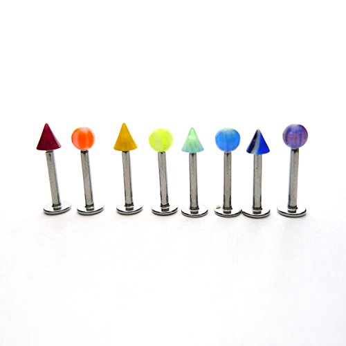 100pcs Stainless Steel Labret Lip Bar Ring Body Piercing Barbell Jewelry Ball
