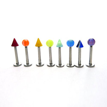 100pcs Stainless Steel Labret Lip Bar Ring Body Piercing Barbell Jewelry Ball