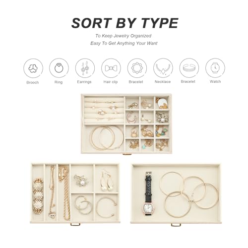 Jewelry Box, 3-Tier with 2 Drawers, Beige, Modern, Women's Jewelry Organizer - color: 3-Layer Apricot, size: 3-Layer