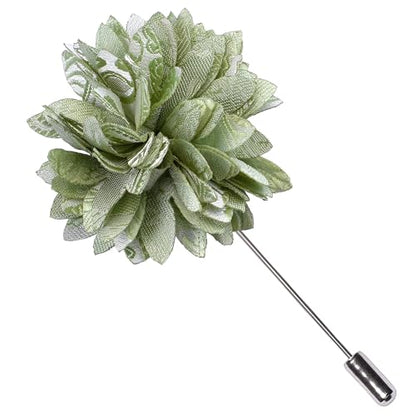 GUSLESON 3.15"（8cm） Mens Paisley Tie and Lapel Pin Necktie Hankerchief Cufflinks Set for Men - color: Dark Sage Green