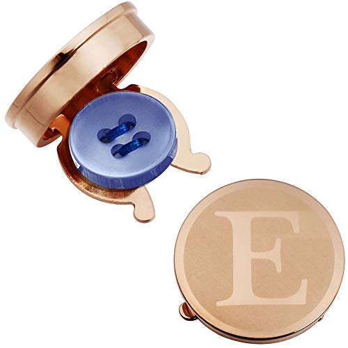 HAWSON Men's Letter Initial Button Cover Cufflinks Letter Rose Gold/Silver Suitable for Formal Business Shirt Letter A-Z - color: Rose Gold Color - E