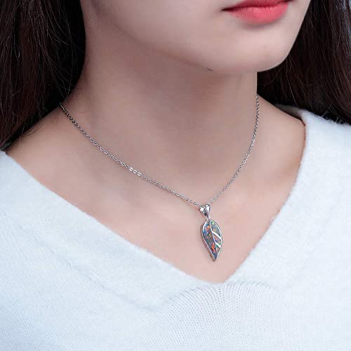 CiNily Opal Leaf/Flower Pendant Necklace for Women Silver Plated Jewelry Gift - color: orange+orange