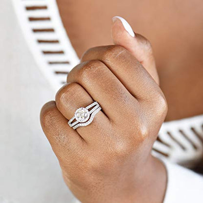 Sterling Silver Curved Wedding Band Ring Enhancer Pave Arched Rings