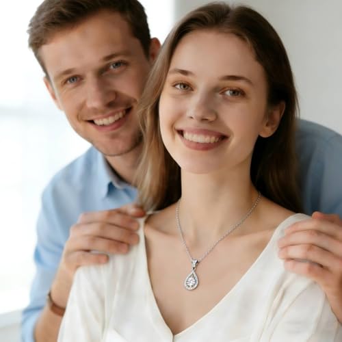 Teardrop Pendant Necklace for Women Cubic Zirconia Infinity Love Necklace Jewelry Birthday Gift for Mom, Wife, Friends