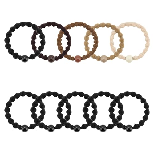 QIUTIMIY 10 Pcs No Damage Hair Ties Thick Hair Elastic Rubber Bands Hair Accessories Scrunchies Seamless for Women - color: Style 17