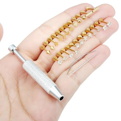 20/18/16g Gold Flat Back Threadless Earrings Nose Rings Lip Studs Surgical Steel Piercing Jewelry for Women Men - color: Gold, size: 20g=0.8mm