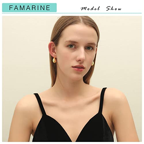 FAMARINE Chunky Thick Hoop Earrings for Women Gold Hoops Huggie Earrings for Men Gift - color: Dome Hoop