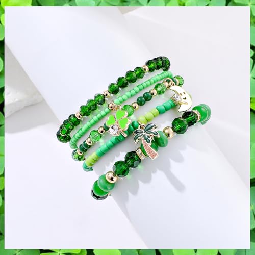 Boho Beaded Stretch Bracelets For Women Stackable Crystal Gold Plated Beaded Bracelets Set Trendy Handmade Friendship Braeclet Jewelry Gifts - color: Q-Luck Catcher