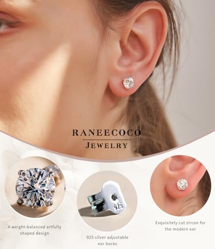 "STUNNING FLAME" Trillion-cut/Cushion-cut/Emerald-cut/Marquise-cut ... 18K White Gold Plated Sterling Silver Cubic Zirconia Simulated Diamond Stud Earrings for Women - color: Round-Cut, size: small-white gold plated silver