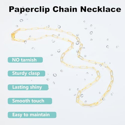 925 Sterling Silver Paperclip Chain 3mm 4mm 5mm 6mm 7mm Necklace for Women Men Diamond Cut Silver Necklace Chain 16-30 Inches - color: Gold, size: 18, style: 3mm