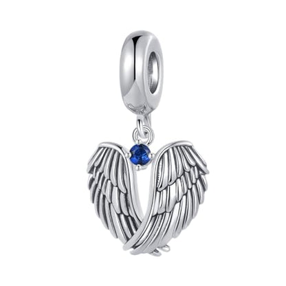 LSxAB Guardian Angle Wings Jan-Dec Birthstone Charm Compatible with Pandora Charms Bracelets for Women Charm - style: 09 Blue