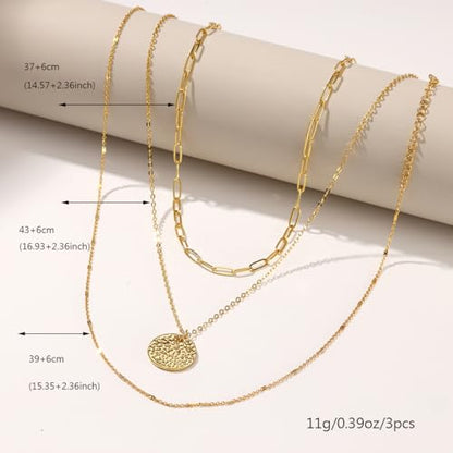 14K Gold Plated Layered Neckalce Set for Women Stack Small CZ Teardrop Pendant Neckalce Trendy Dainty Choker Chain Neckalce Drop Simple Thin Accessories Jewelry Gift