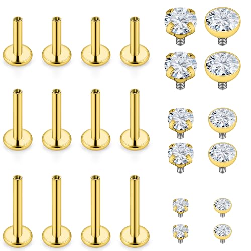 14G Lip Rings Stainless Steel Tragus Helix Conch Piercing Jewelry Snake Bite Piercing Monroe Lip Rings Labret Medusa Cartilage Lobe Earrings Piercing Jewelry Cubic Zirconia 2MM 3MM 4MM - color: 6MM 8MM 10MM-Gold,2mm/3mm/4mm