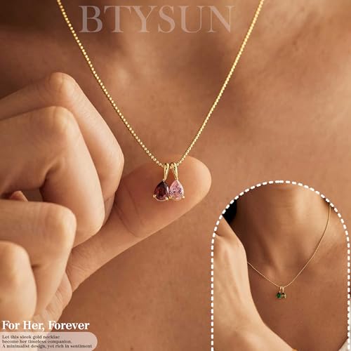 2026 Graduation Gifts Birthstone Necklace for Women Dainty Gold Necklace with 2 Birthstone Birthday Gift for Her Teen Girl Gift Trendy Stuff for Her Mom Daughter Girlfriend Friend Christmas Stocking Stuffers - color: 02-05 Feb & May, style: Water drop
