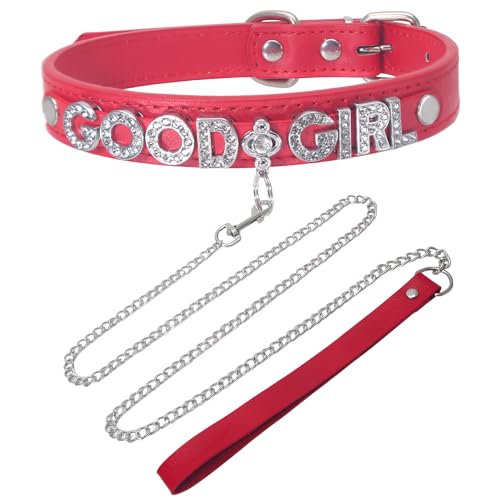 Red Choker Necklace for Women Men, Leather Choker Collar Gothic Body Chain, Rave Punk Goth Jewelry for Rave Halloween Sexy Cosplay - style: GOOD GIR