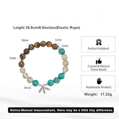Natural Stone Beaded Bracelets for Women, 7 Chakra Healing Crystal Bracelet, 6mm/8mm Handmade Gemstone Stretch/Adjustable Bangle, Anxiety Relief Yoga Meditation Jewelry, Boho Amethyst Malachite Turquoise Bracelet Gift - color: Style 8