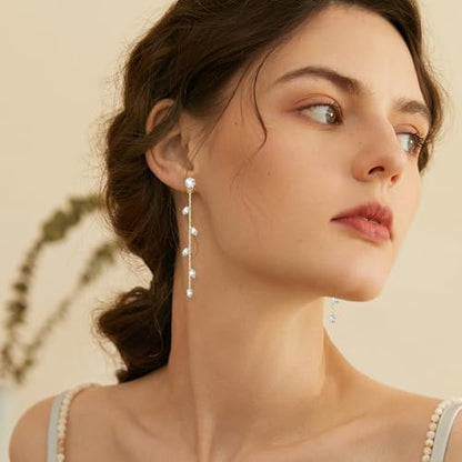 Gold/Silver Clip on Earrings Non Pierced for Women - 14K Gold Plated Long Tasse Drop Dangle Clip Earrings - Cubic Zirconia Leaf Earrings for Women Gold Wedding Jewelry Gifts - color: Gold-cz