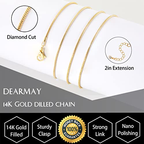 DEARMAY 14K Gold Plated Herringbone Necklaces for Women, Dainty Gold Snake Choker Chain Non Tarnish Trendy Simple Thin & Chunky Options Neckalce 1.5/3/5/6/8mm Chain Jewelry for Gifts - color: 1.5MM 16"-GD Herringbone Necklace