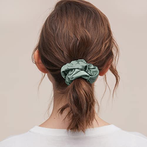 LILYSILK Silk Hair Scrunchies for Frizz & Breakage Prevention 100% Mulberry Silk Hair Ties No Damage Elastic Silk Ponytail Holders, 1Pc, Avocado Green - color: Avocado Green