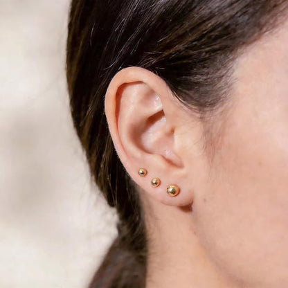 ToHeart 5 Pairs 14K Gold Silver Ball Stud Earrings for Women Studs Set | 3-7MM Studs Hypoallergenic Lightweight Small Ball Earrings Multiple Piercing Earrings Set - color: Gold